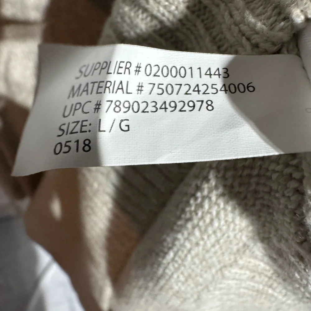 Chaps Men’s Cream Mock Neck Long Sleeve Sweater Size Large